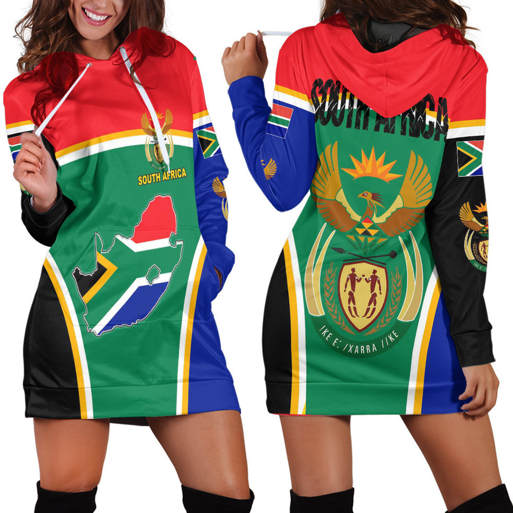 Africa Zone Clothing South Africa Active Flag Hoodie Dress For Women