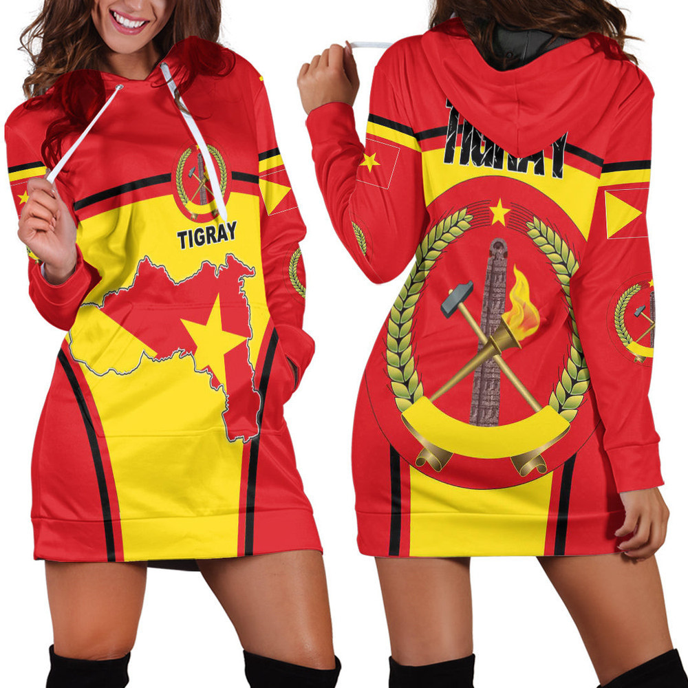 Africa Zone Clothing Tigray Active Flag Hoodie Dress For Women