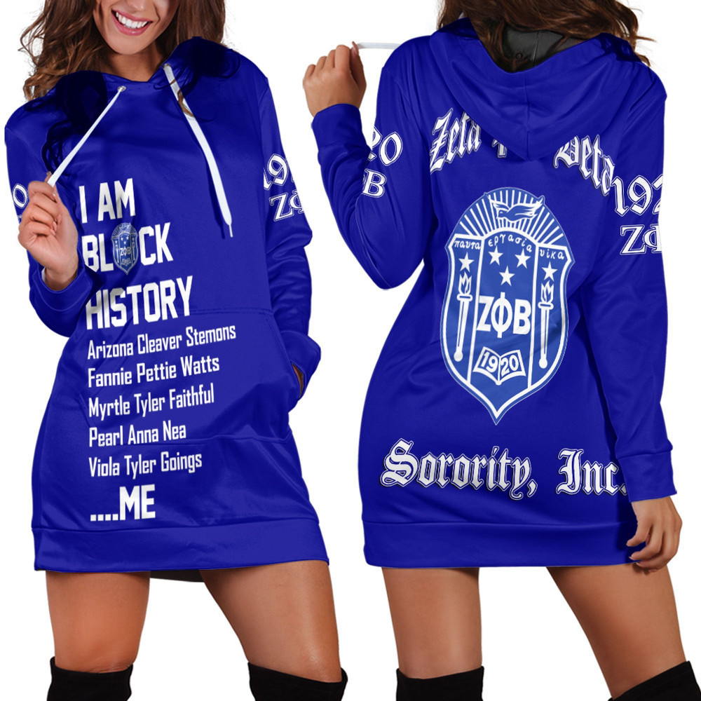 Africa Zone Clothing Zeta Phi Beta Black History Hoodie Dress For Women