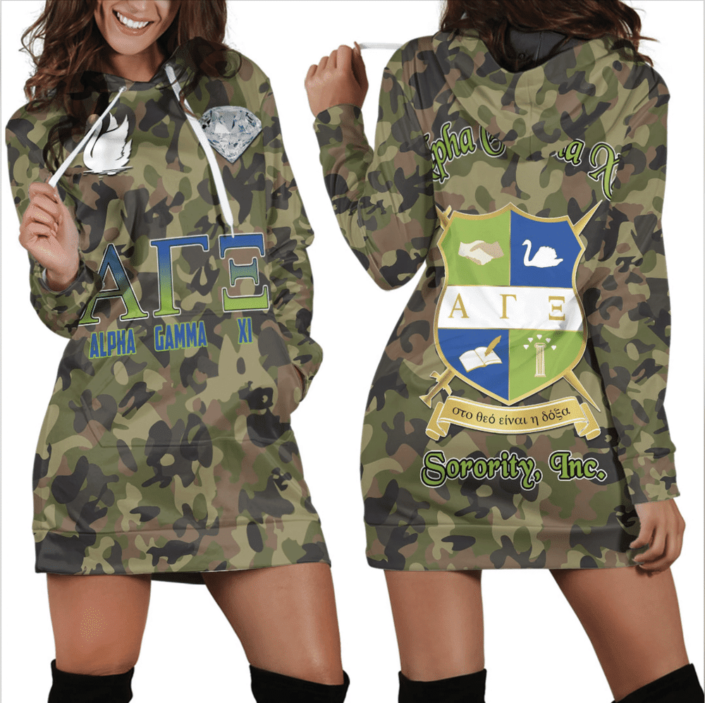 Africa Zone Dress Alpha Gamma Xi Camo Hoodie Dress For Women