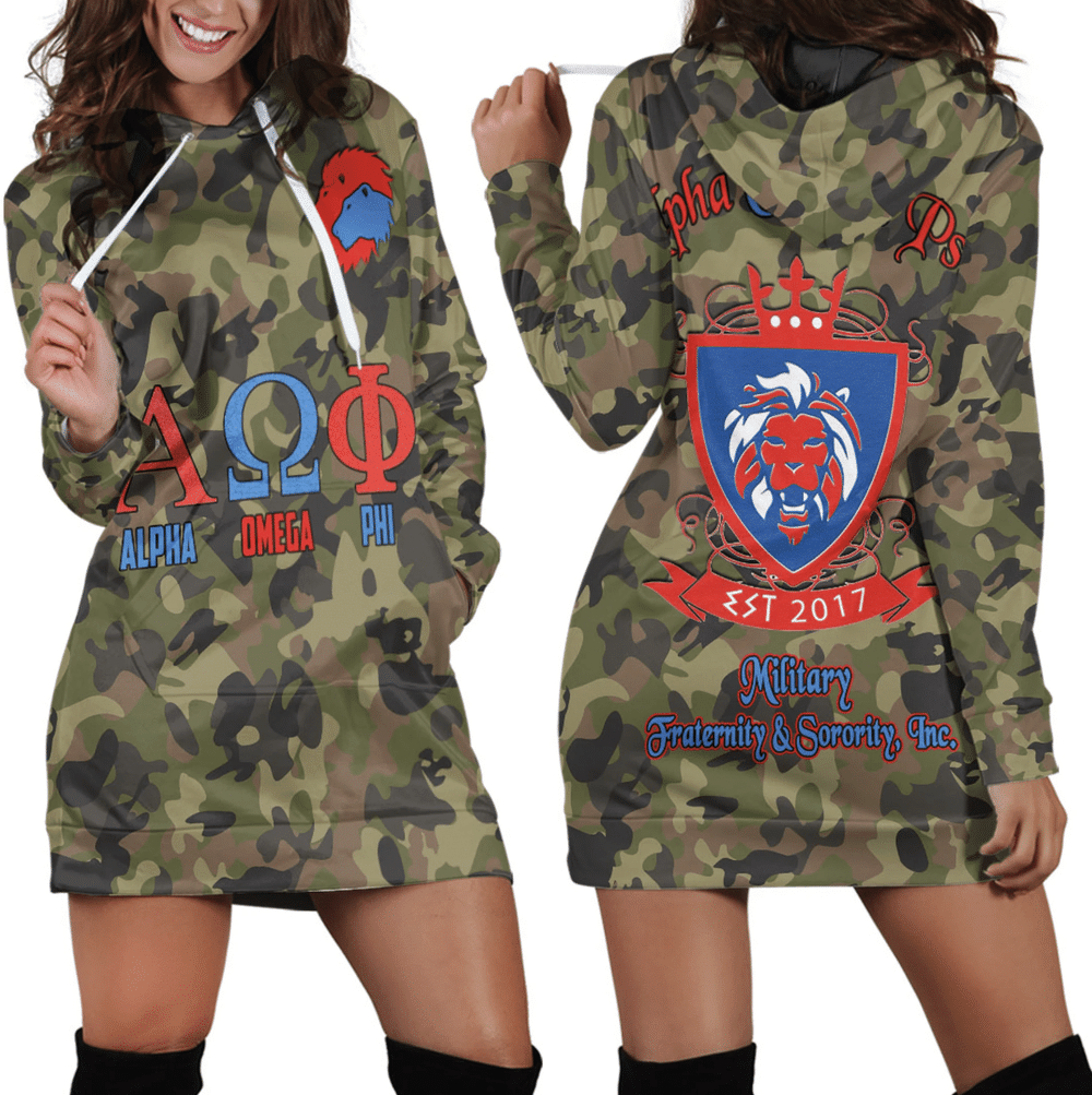 Africa Zone Dress Alpha Omega Phi Camo Hoodie Dress For Women