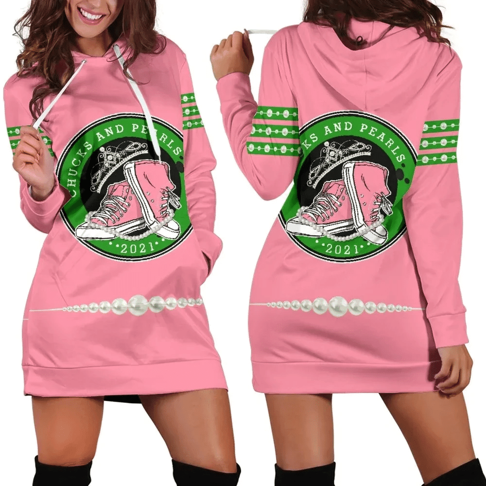 Africa Zone Dress Chucks And Pearls 2021 Pink And Green Hoodie Dress For Women