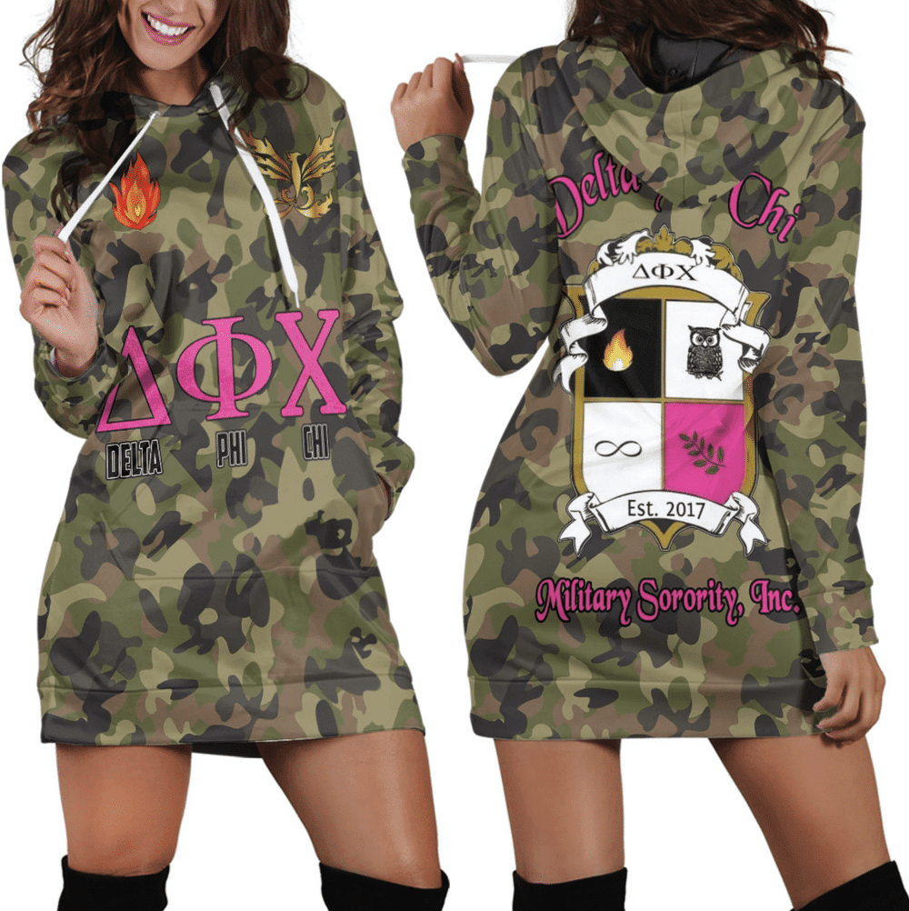 Africa Zone Dress Delta Phi Chi Camo Hoodie Dress For Women