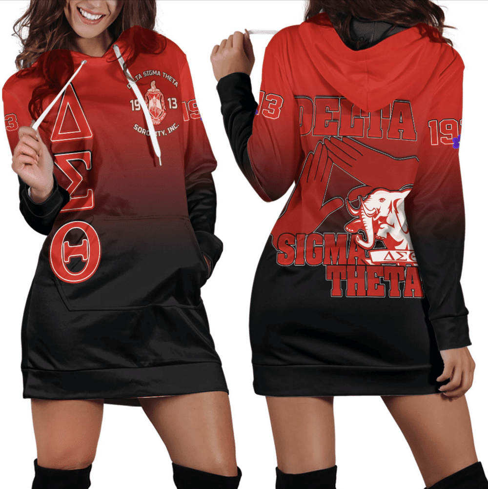 Africa Zone Dress Delta Sigma Theta Gradient Hoodie Dress For Women