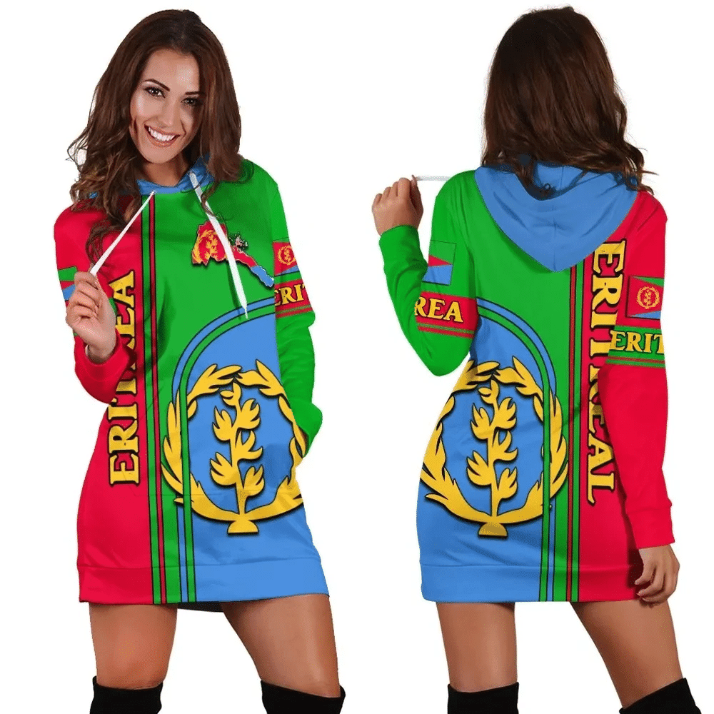 Africa Zone Dress Eritrea Flag Hoodie Dress For Women