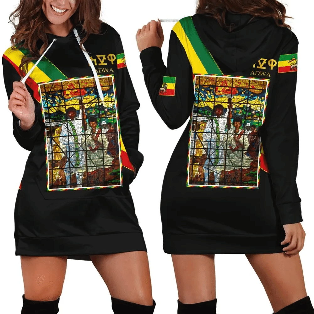 Africa Zone Dress Ethiopia Adwa Victory Ethiopian Hoodie Dress For Women