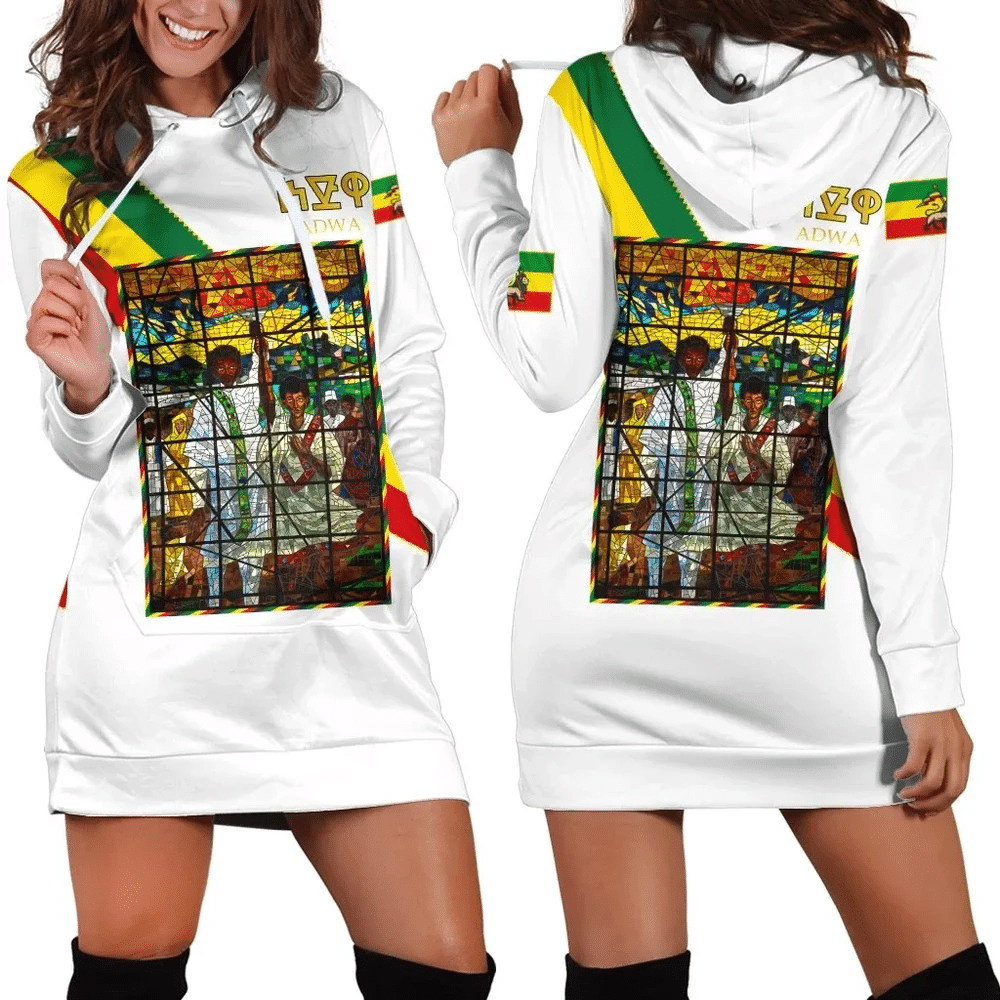 Africa Zone Dress Ethiopia Adwa Victory Ethiopian White Hoodie Dress For Women