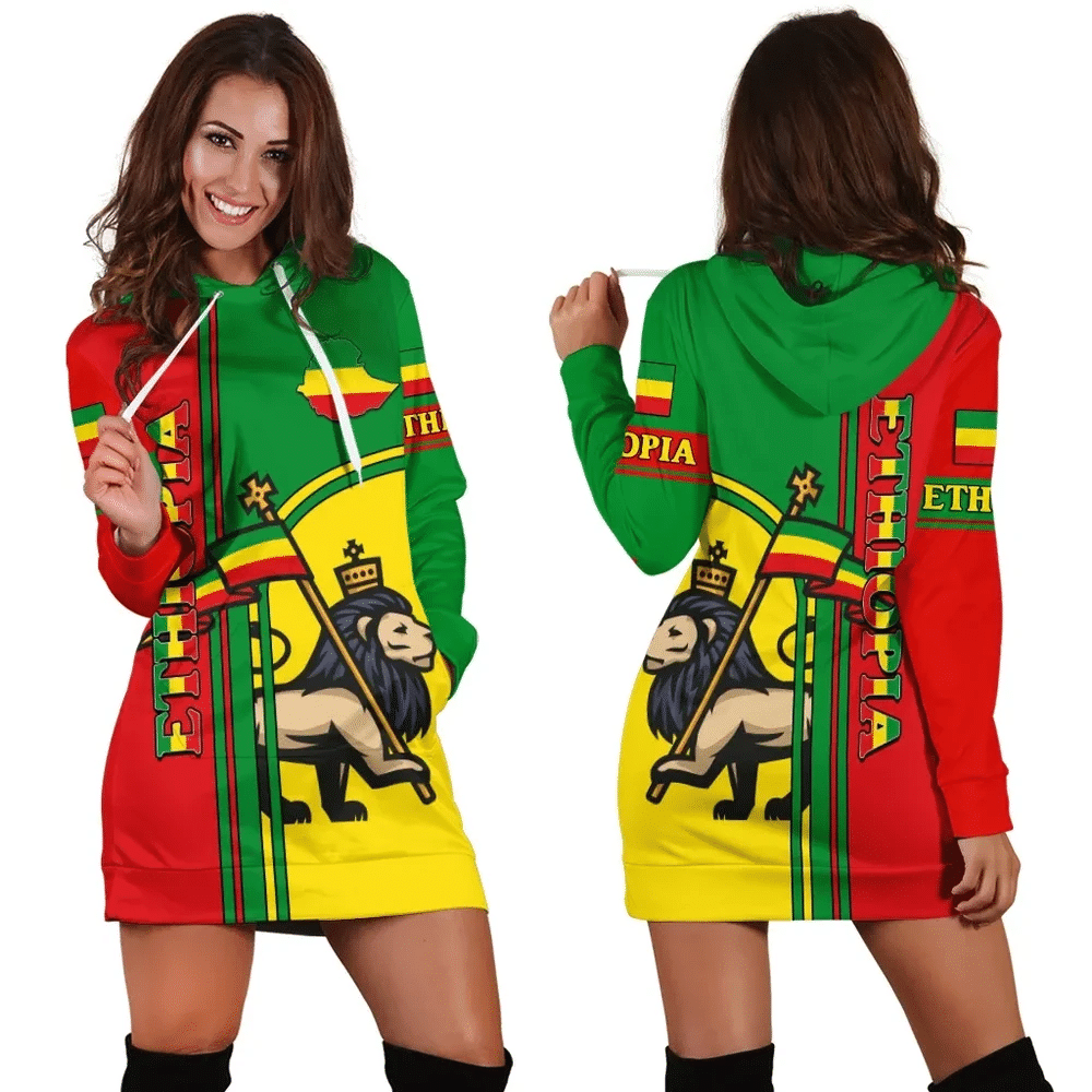 Africa Zone Dress Ethiopia Lion Hoodie Dress For Women