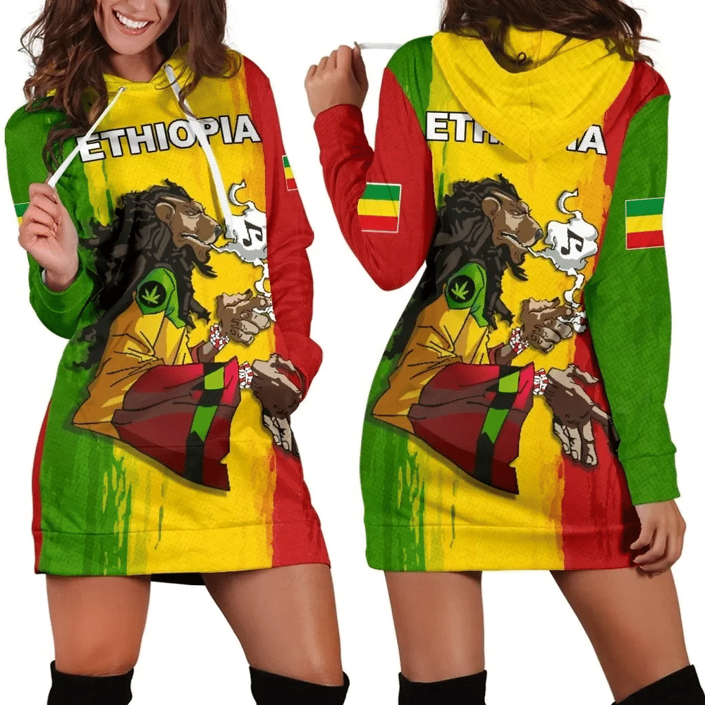 Africa Zone Dress Ethiopia One Love Rastafari Women Hoodie Dress For Women