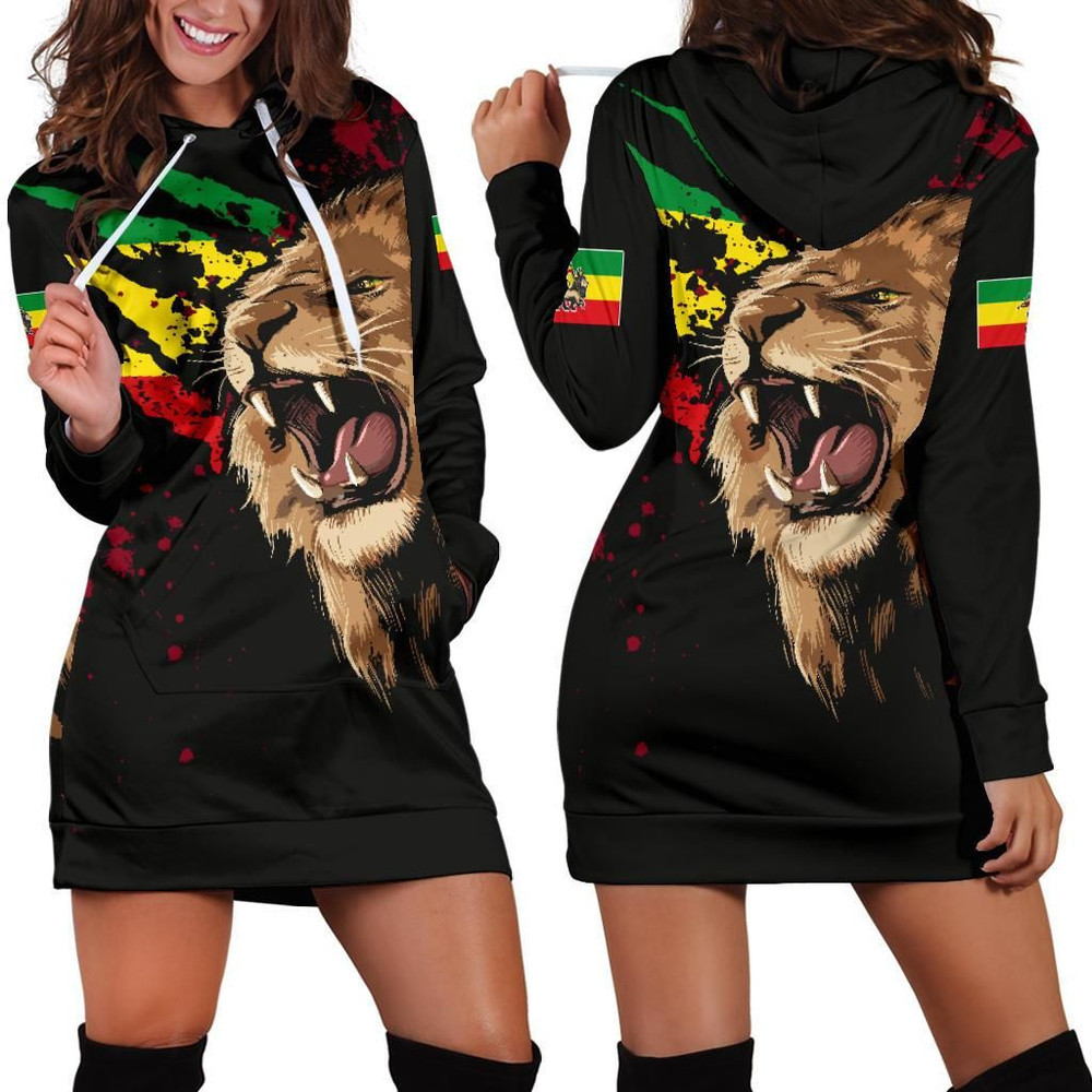 Africa Zone Dress Ethiopia Rasta Lion Judah Flag Women Hoodie Dress For Women