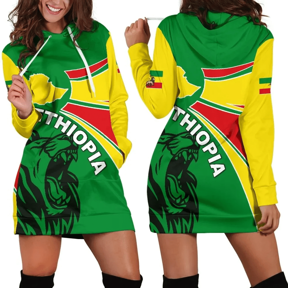 Africa Zone Dress Ethiopia Round Coat Of Arms Lion Women Hoodie Dress For Women