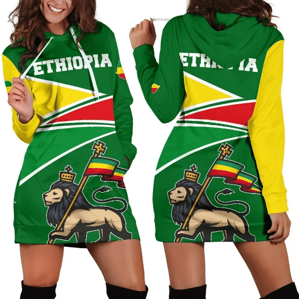 Africa Zone Dress Ethiopia Strong Lion Women Hoodie Dress For Women