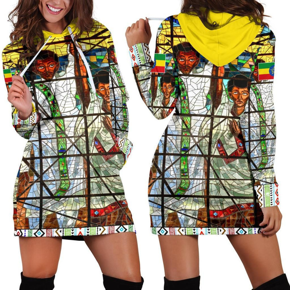 Africa Zone Dress Ethiopian Orthodox Flag Hoodie Dress For Women