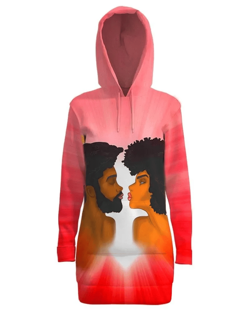 Africa Zone Dress King And Queen Couple Kiss Hoodie Dress For Women