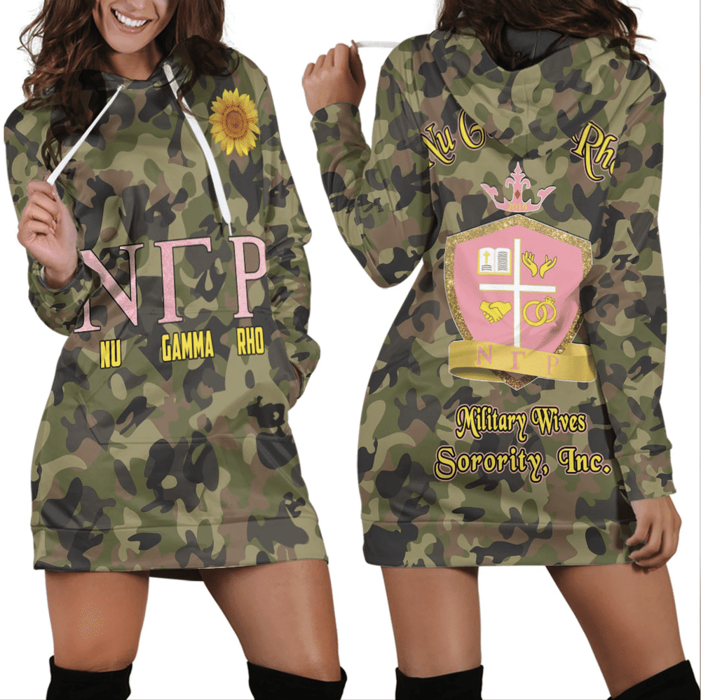 Africa Zone Dress Nu Gamma Rho Camo Hoodie Dress For Women