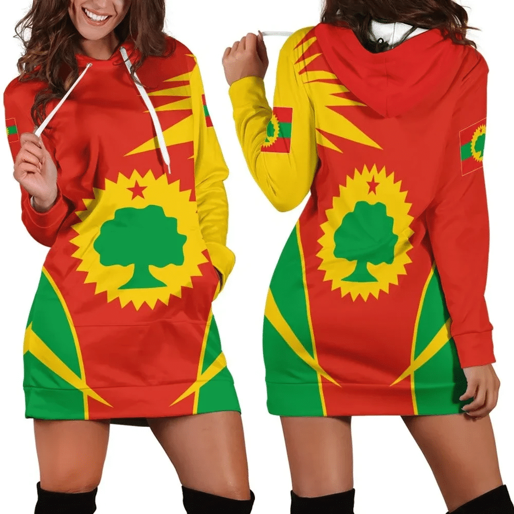 Africa Zone Dress Oromo Flag Active Hoodie Dress For Women