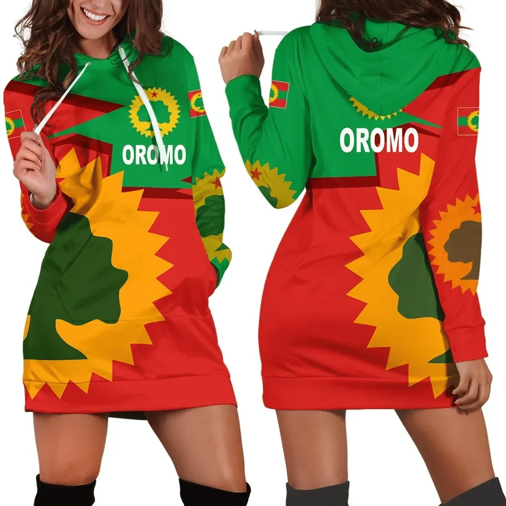 Africa Zone Dress Oromo Flag Hoodie Dress For Women