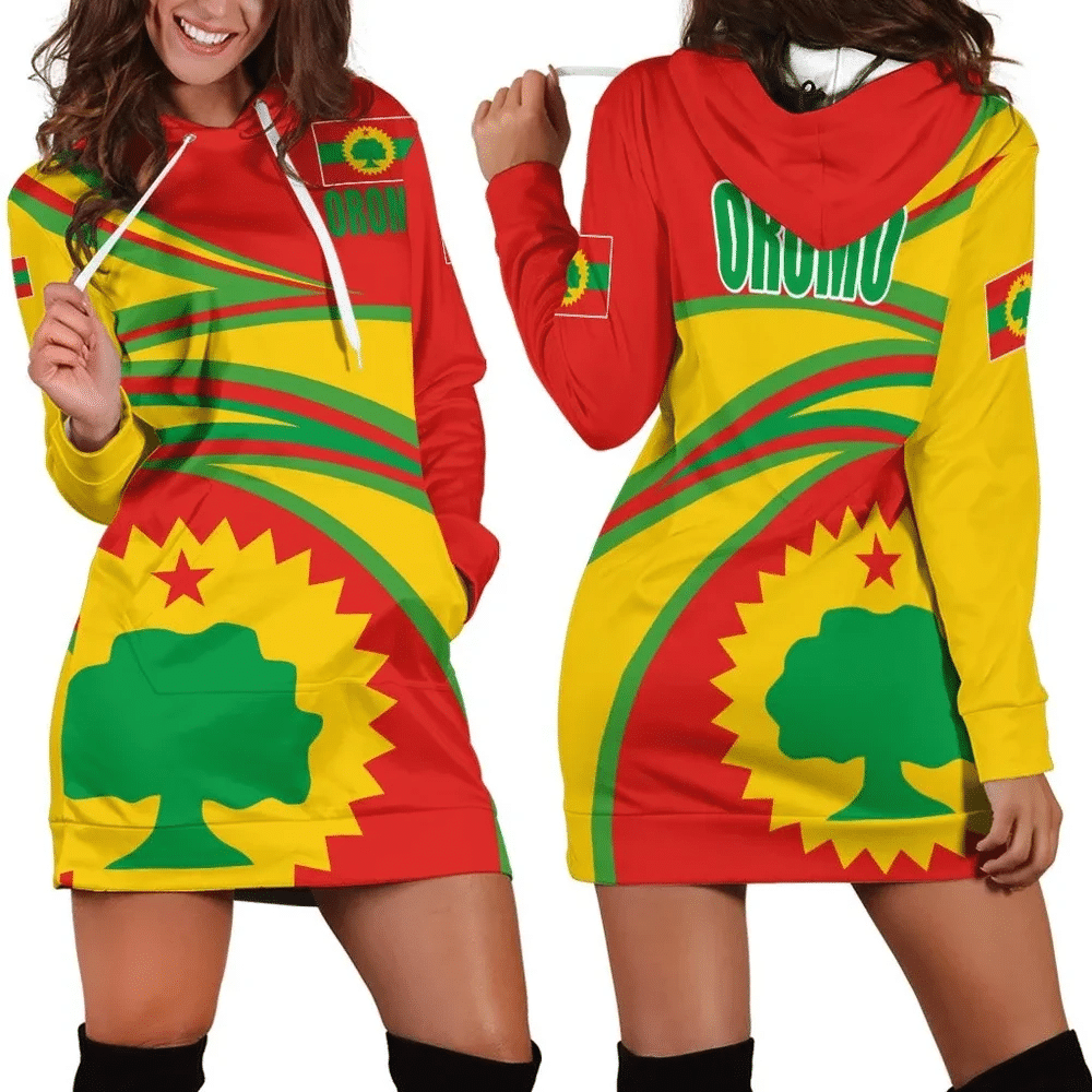 Africa Zone Dress Oromo N Flag Hoodie Dress For Women