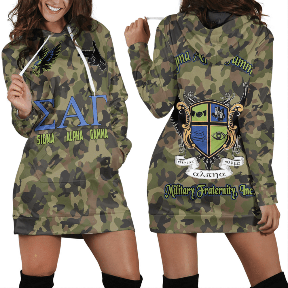 Africa Zone Dress Sigma Alpha Gamma Camo Hoodie Dress For Women