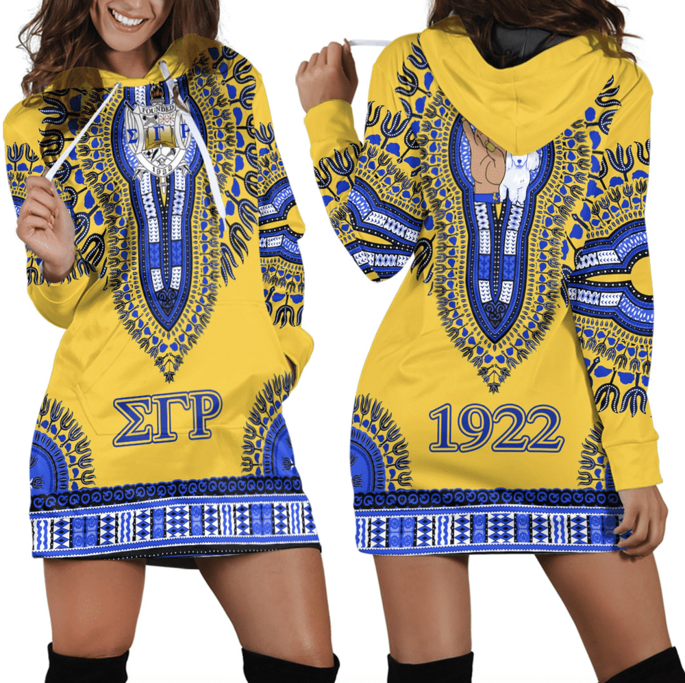 Africa Zone Dress Sigma Gamma Rho Dashiki Hoodie Dress For Women