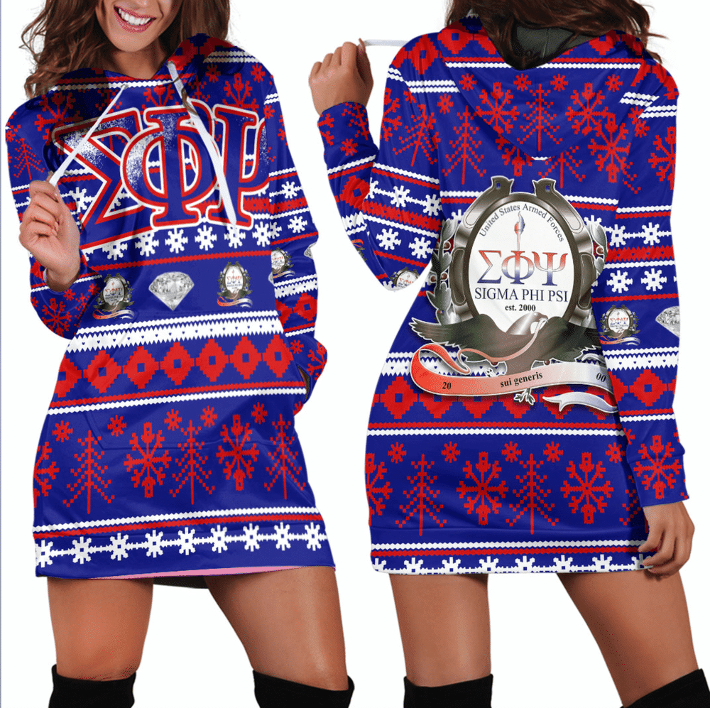 Africa Zone Dress Sigma Phi Psi Letter Christmas Hoodie Dress For Women