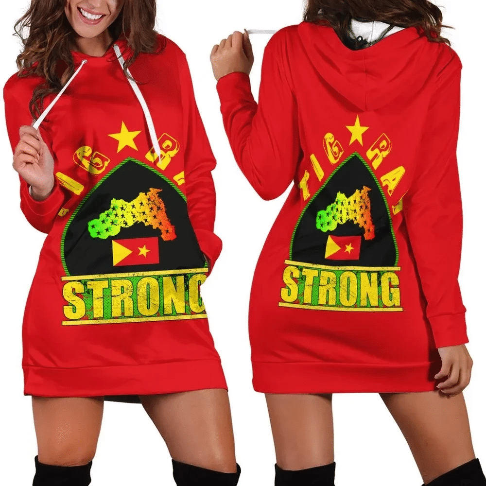 Africa Zone Dress Tigray Strong Red Hoodie Dress For Women