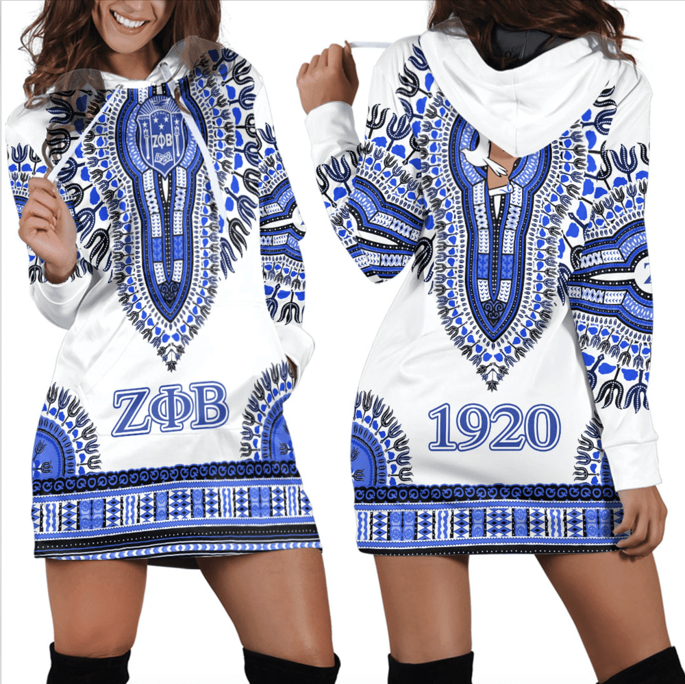 Africa Zone Dress Zeta Phi Beta Dashiki Hoodie Dress For Women