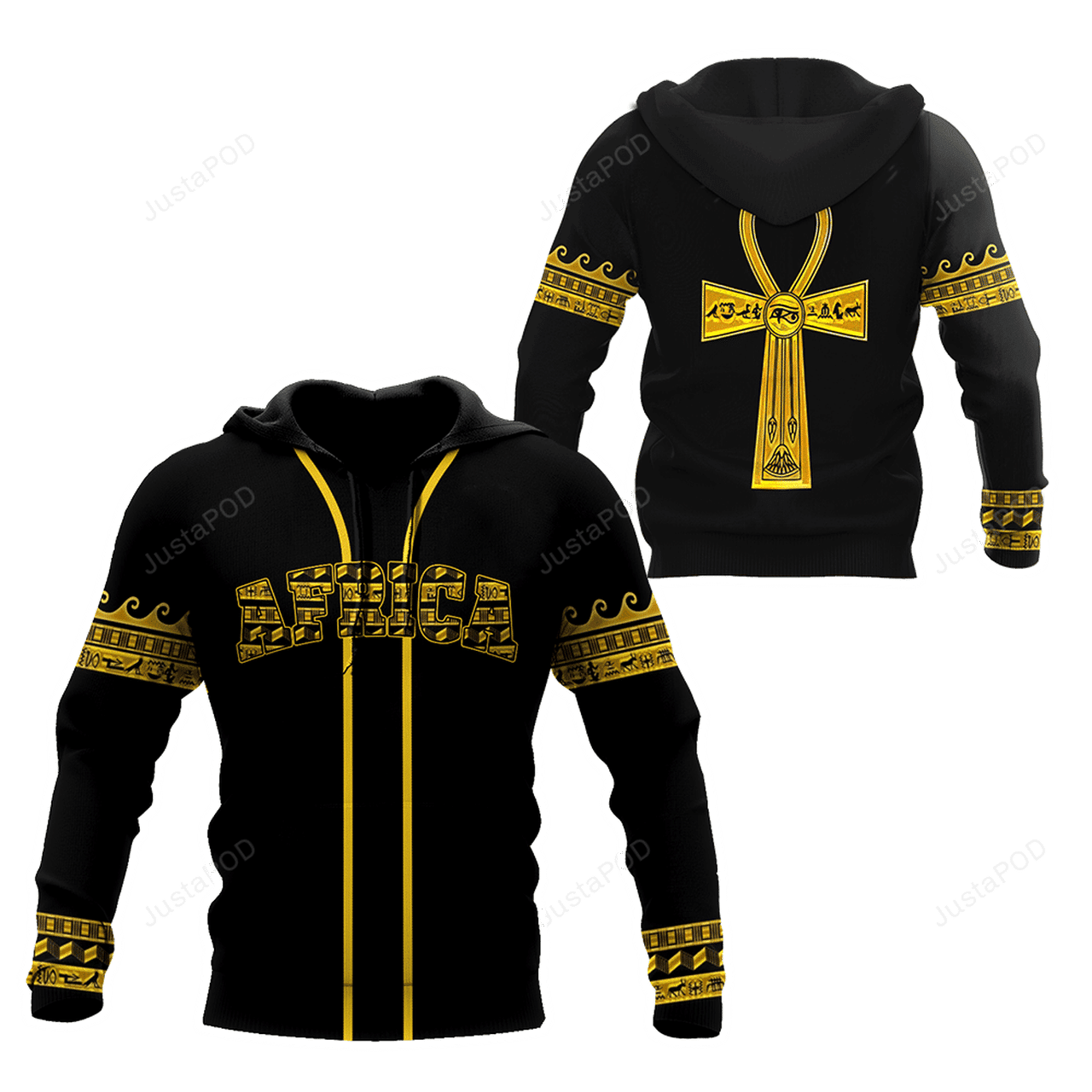 African American Egyptian Ankh 3d All Over Print Hoodie, Zip-up Hoodie