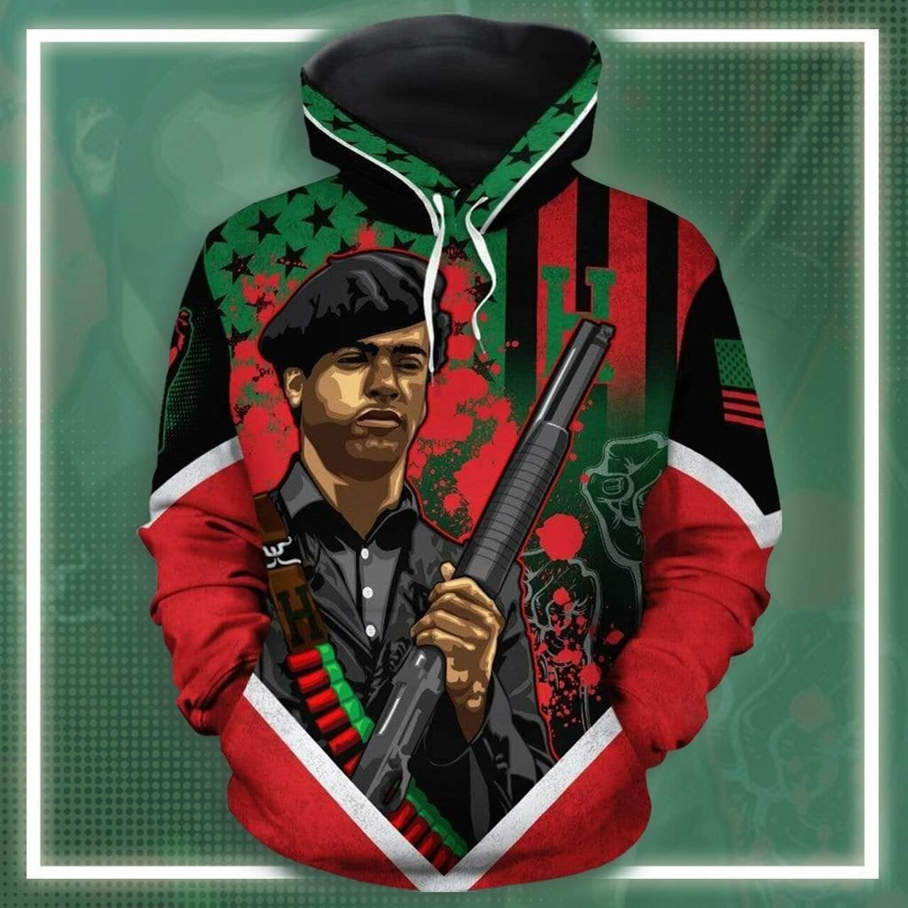 African American Flag Huey 3d All Over Print Hoodie