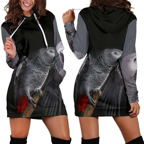 African Grey Parrot Hoodie Dress Sweater Dress Sweatshirt Dress 3d All Over Print For Women Hoodie