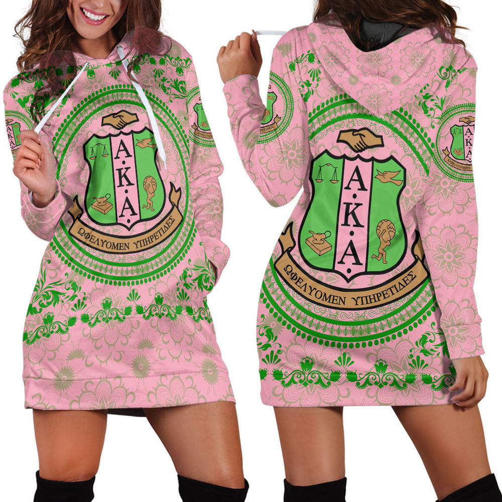 Africazone Clothing AKA Floral Pattern Hoodie Dress For Women