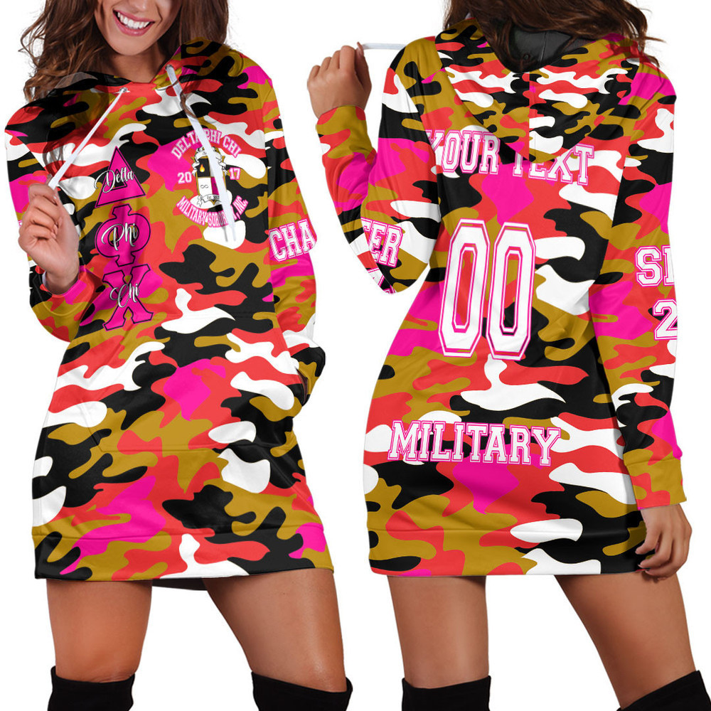 Africazone Clothing Delta Phi Chi Camo Hoodie Dress For Women