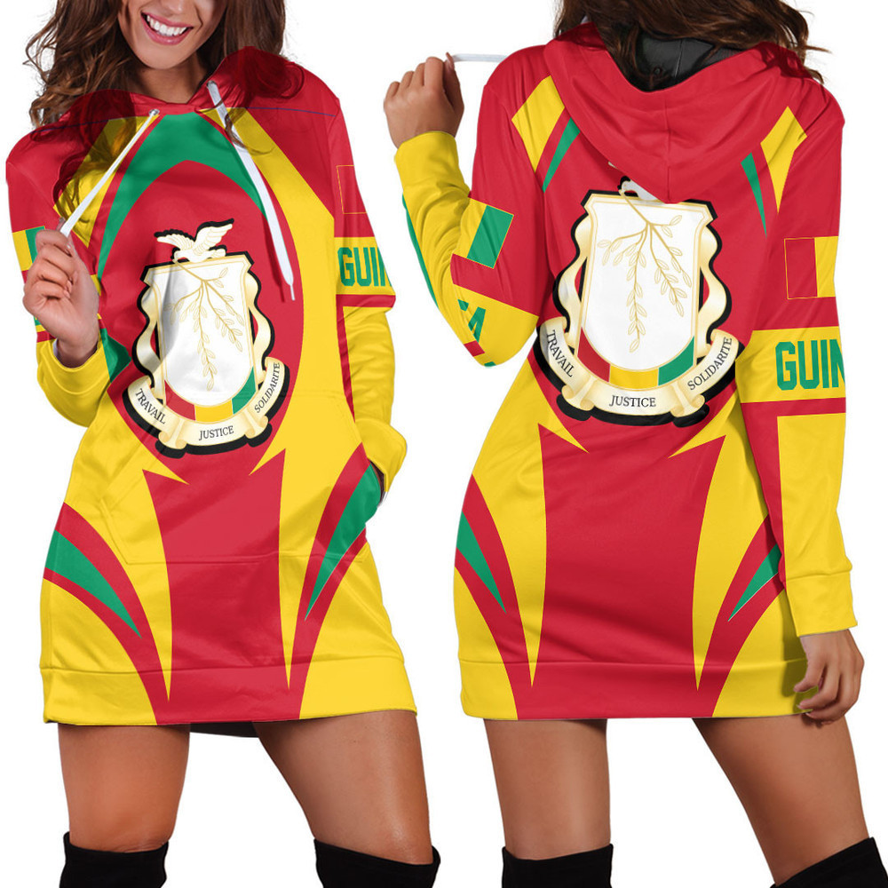 Africazone Clothing Guinea Action Flag Hoodie Dress For Women