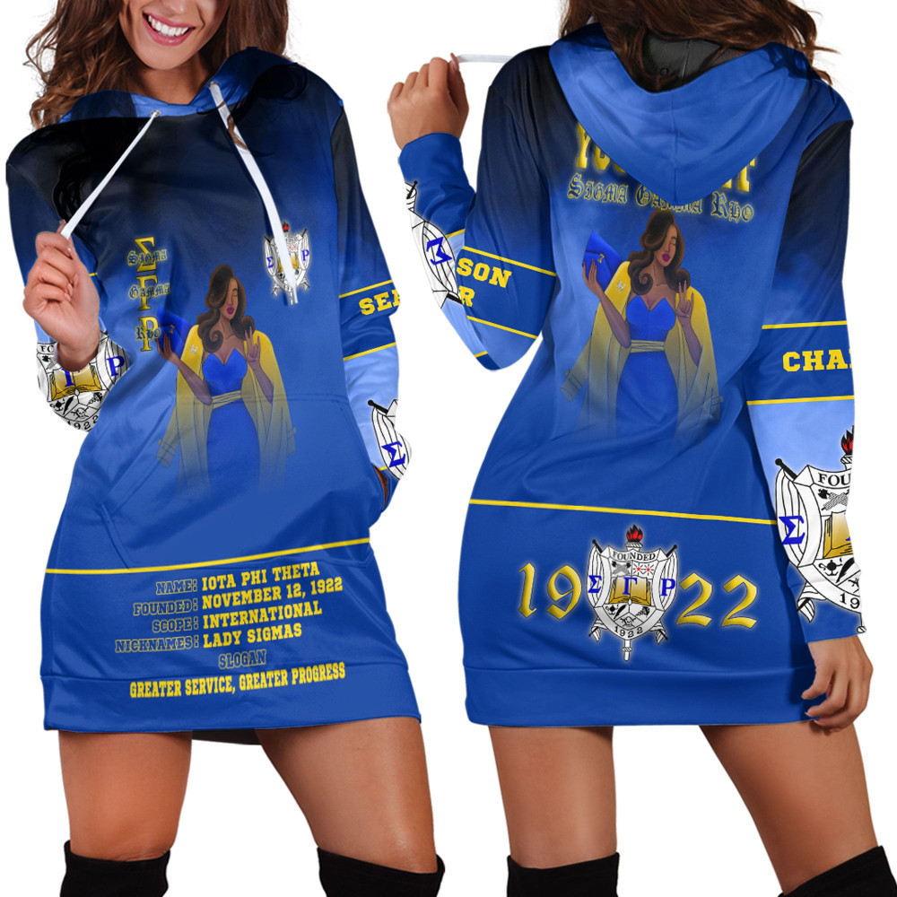 Africazone Clothing Sigma Gamma Rho Solgan Hoodie Dress For Women