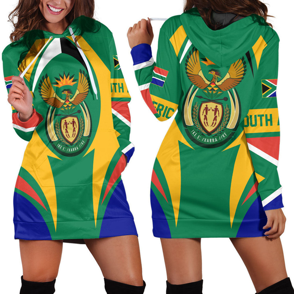 Africazone Clothing South Africa Action Flag Hoodie Dress For Women