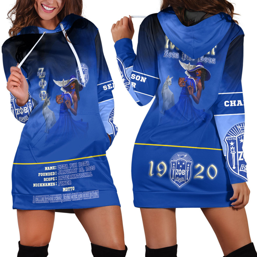 Africazone Clothing Zeta Phi Beta Motto Hoodie Dress For Women