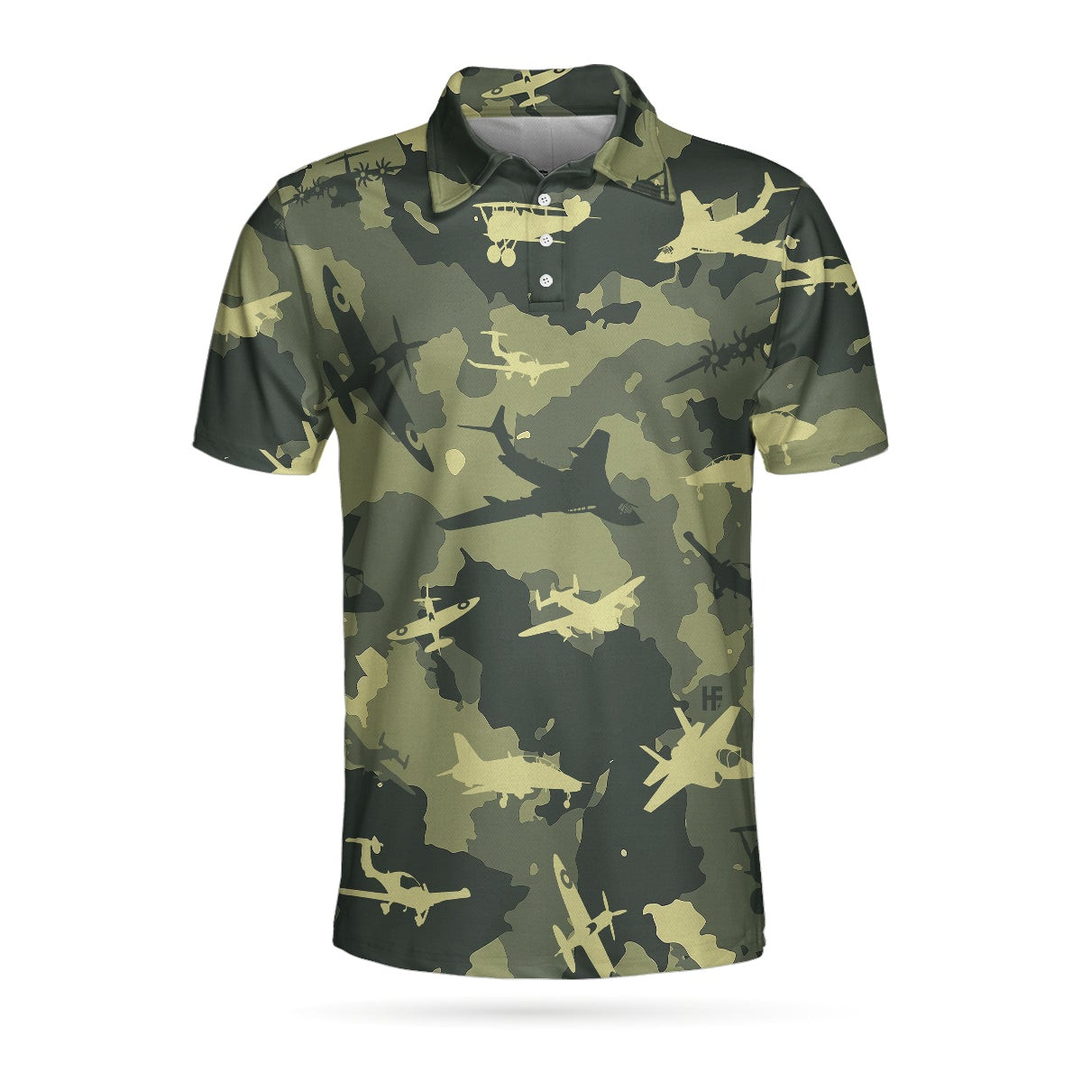 Aircraft Green Camouflage Short Sleeve Polo Shirt Army Polo Shirt Best Camo Shirt For Men