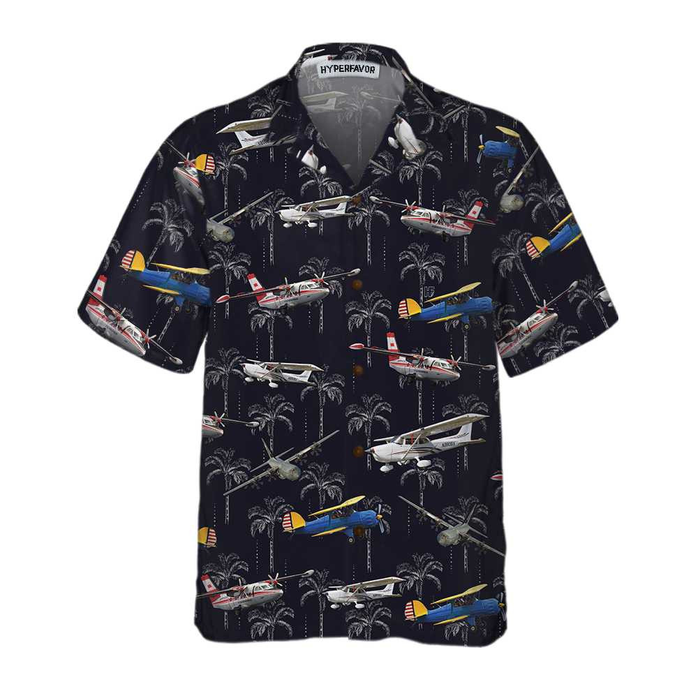 Aircraft On Coconut Forest Hawaiian Shirt Tropical Aircraft Aviation Shirt For Men