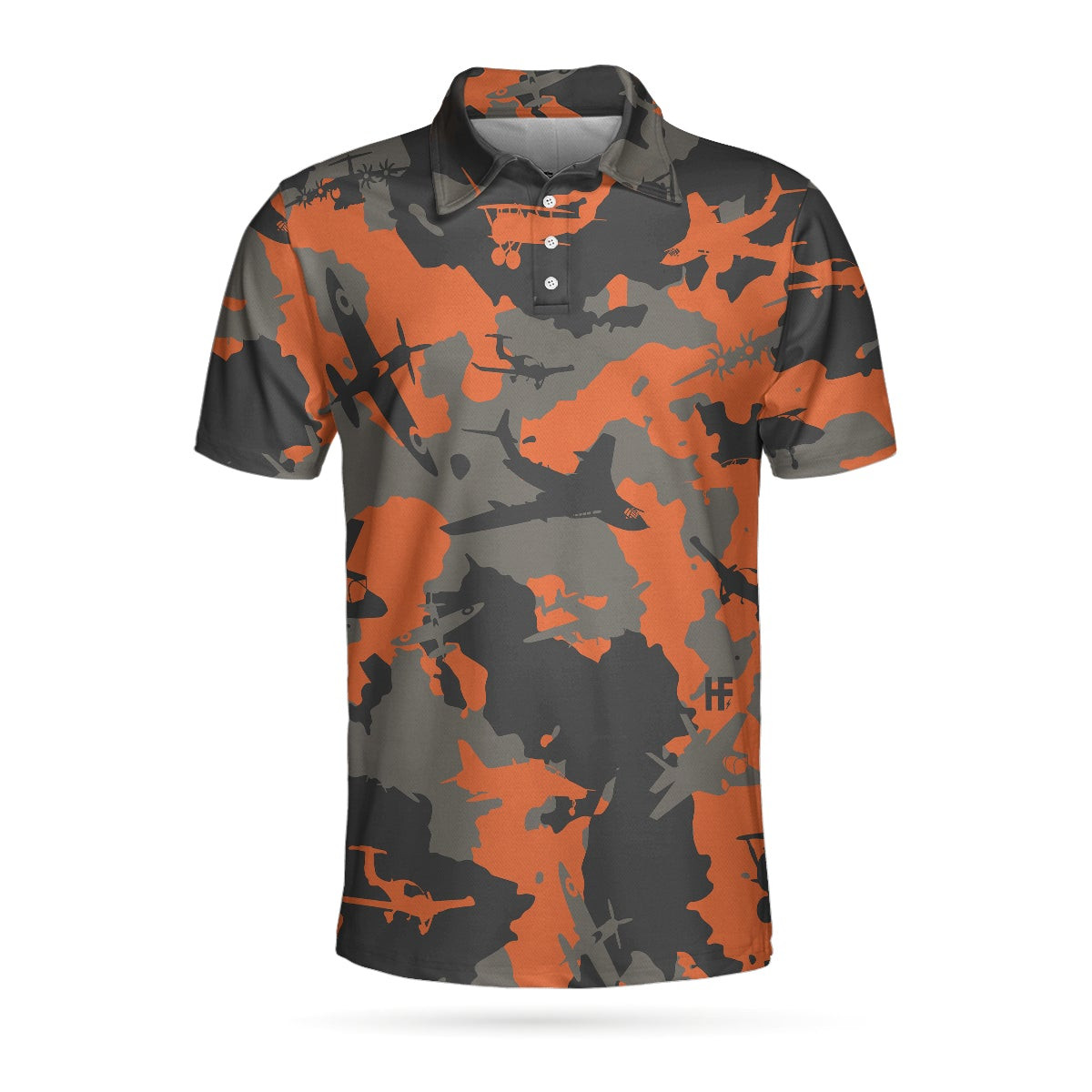 Aircraft Orange Camouflage Short Sleeve Polo Shirt Army Polo Shirt Best Camo Shirt For Men