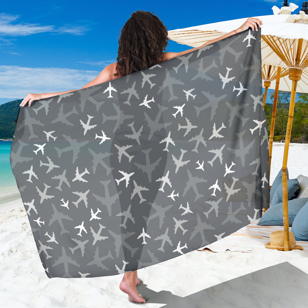 Airplane Pattern Print Sarong Cover Up Airplane Pareo Wrap Skirt Dress