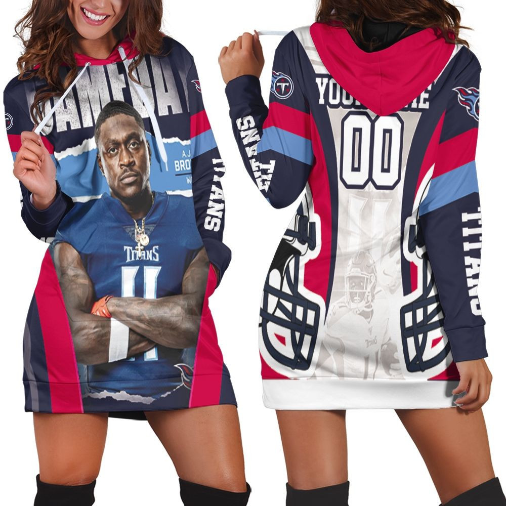 Ajbrown 11 Tennessee Titans Afc South Division Super Bowl 2021 Personalized Hoodie Dress Sweater Dress Sweatshirt Dress