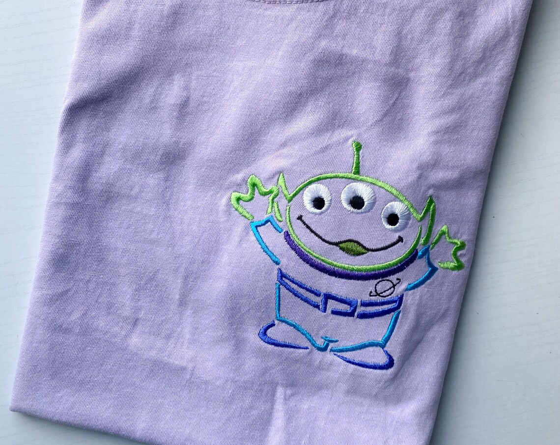 Alien Embroidered T Shirt Disney Toy Story Embroidered Shirt Long Sleeve