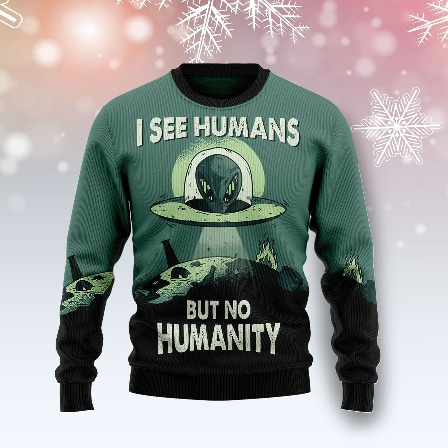 Alien No Humanity Ugly Christmas Sweater Ugly Sweater For Men Women