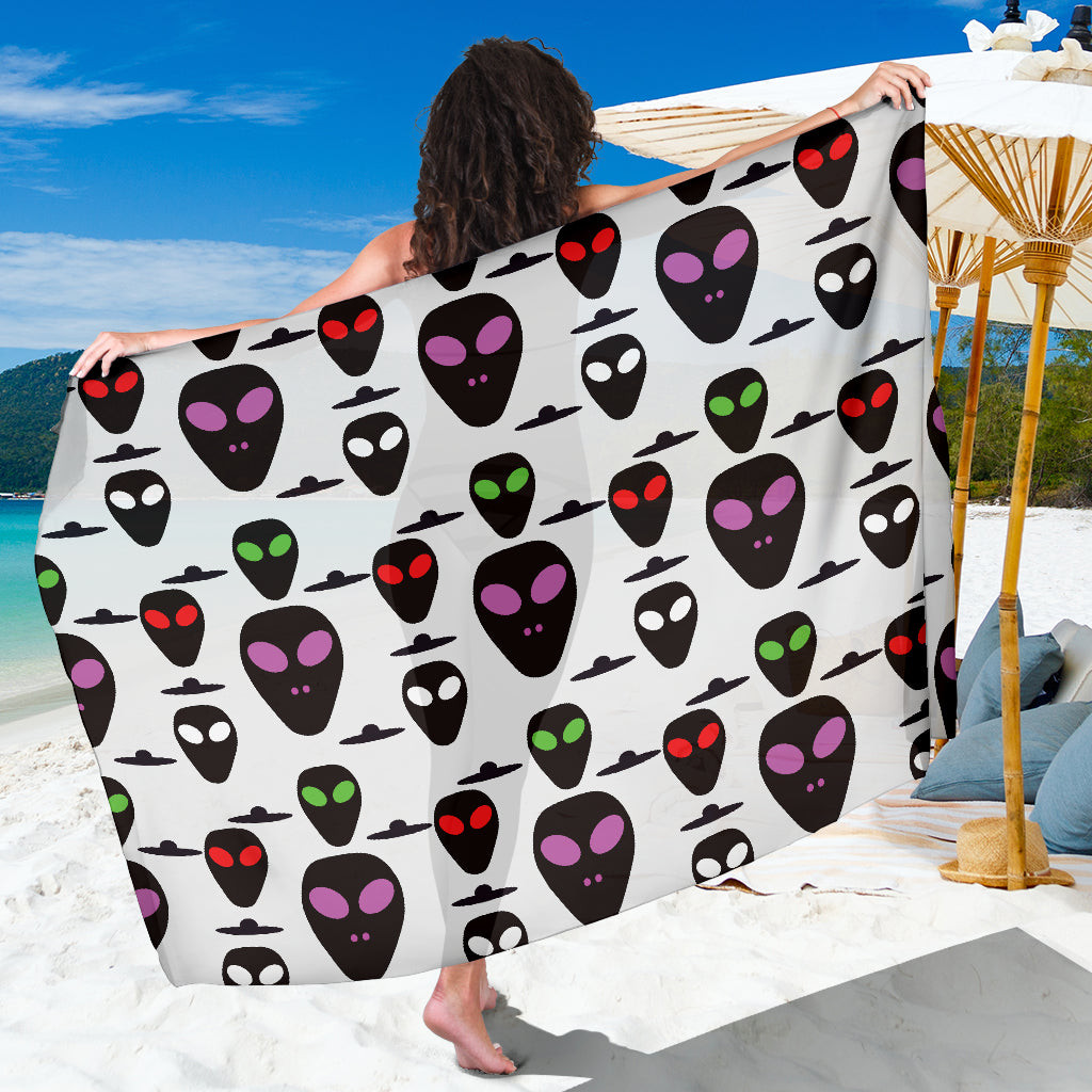 Alien Pattern Print Sarong Cover Up Alien Pareo Wrap Skirt Dress