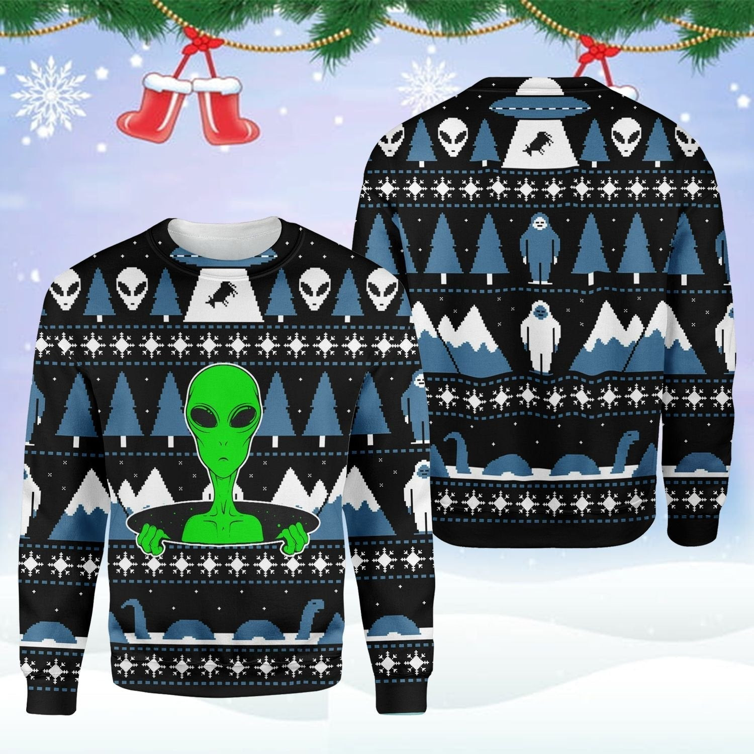 Alien Ugly Christmas Sweater Ugly Sweater For Men Women