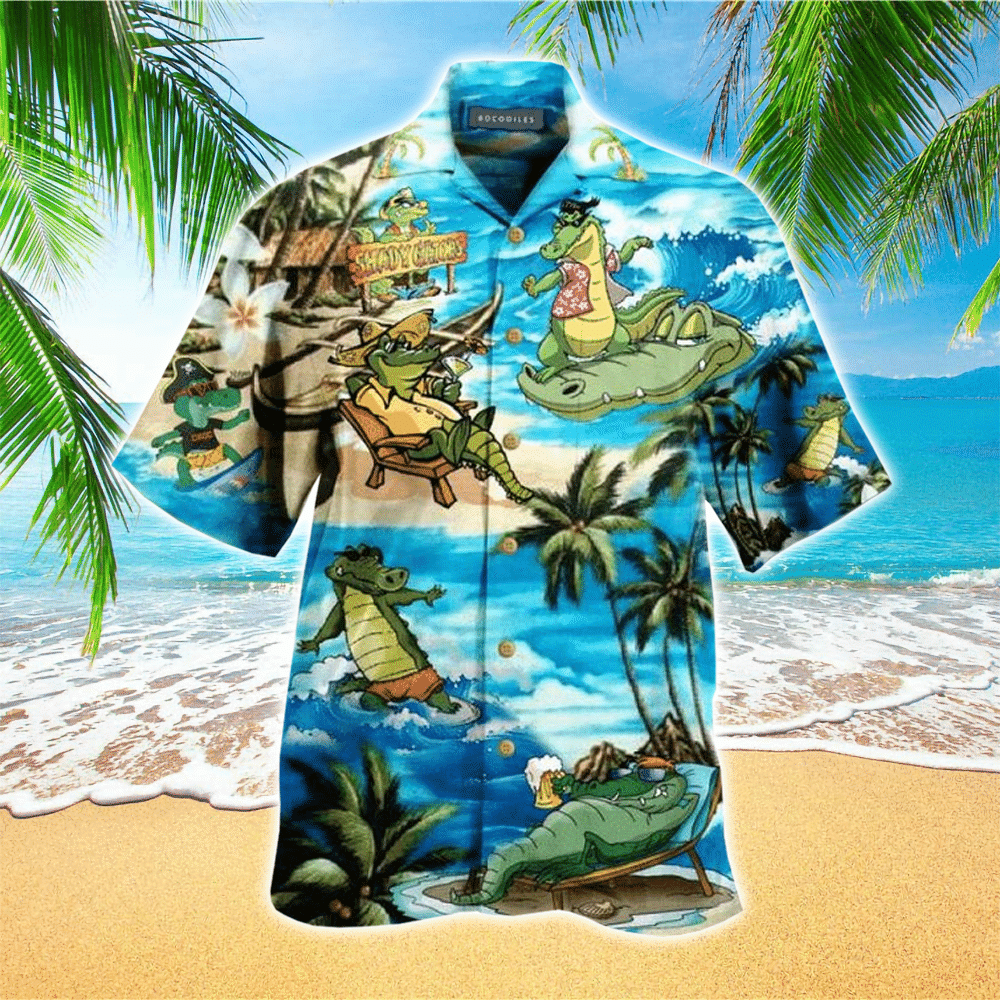 Alligator Mens Hawaiian Shirt Alligator Button Up Shirt for Men and Women
