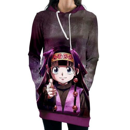 Alluka Targeting Purple Hooded Dress Hunter X Hunter 3d Hoodie Dress Sweater Dress Sweatshirt Dress Hoodie