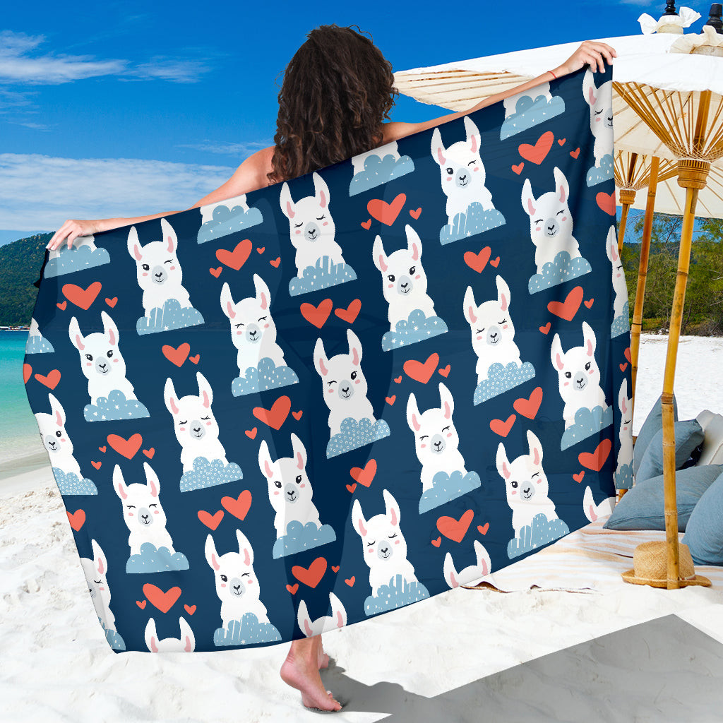 Alpaca Love Pattern Print Sarong Cover Up Alpaca Love Pareo Wrap Skirt Dress