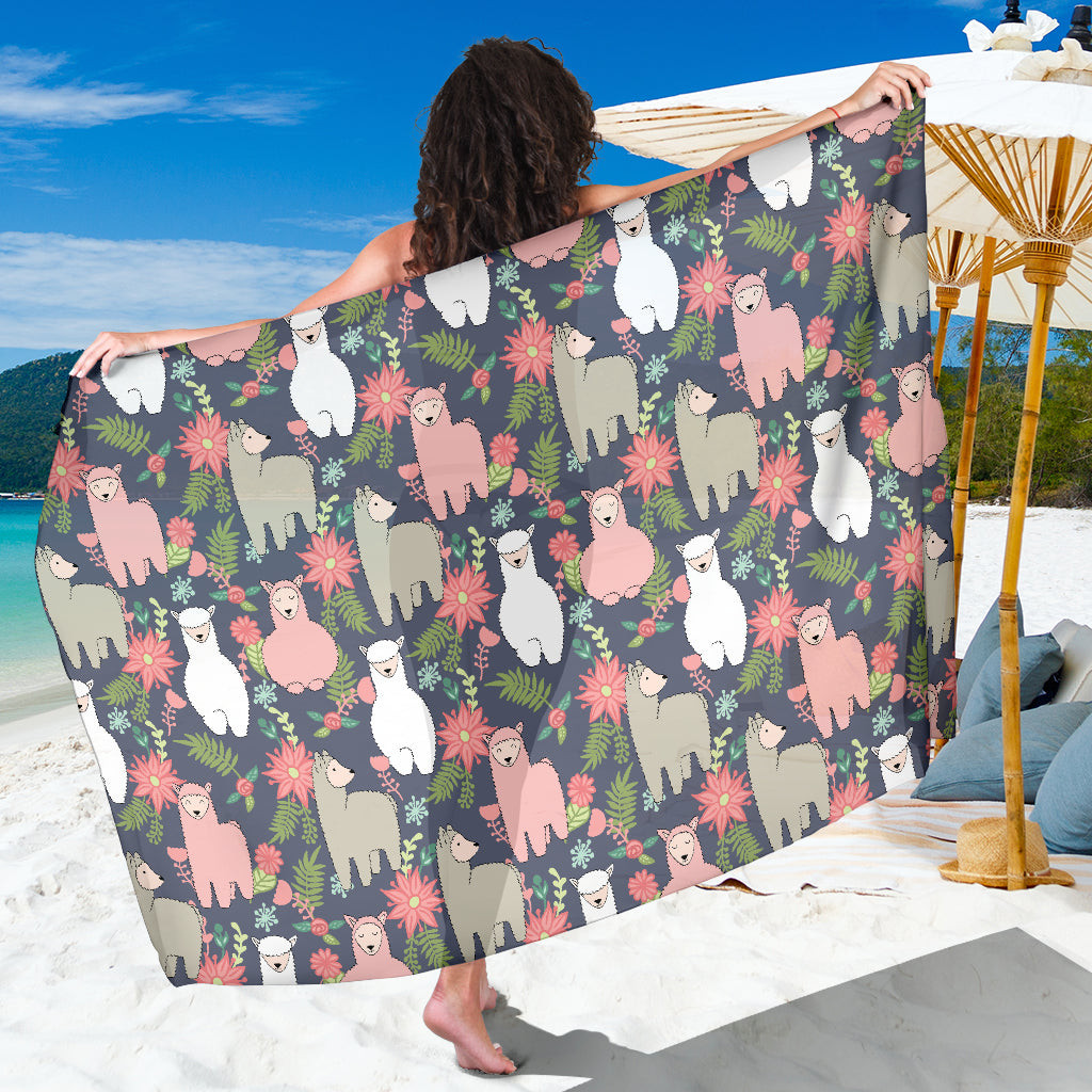 Alpaca Pattern Print Sarong Cover Up Alpaca Pareo Wrap Skirt Dress