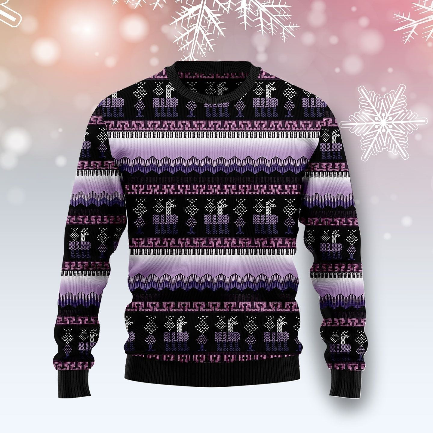 Alpaca Purple Pattern Ugly Christmas Sweater Ugly Sweater For Men Women